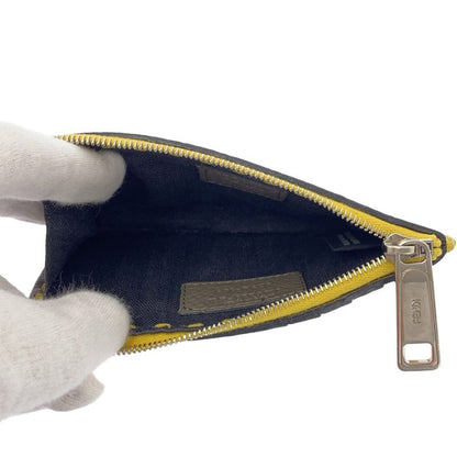Fendi Leather Card Case Coin Yellow Black