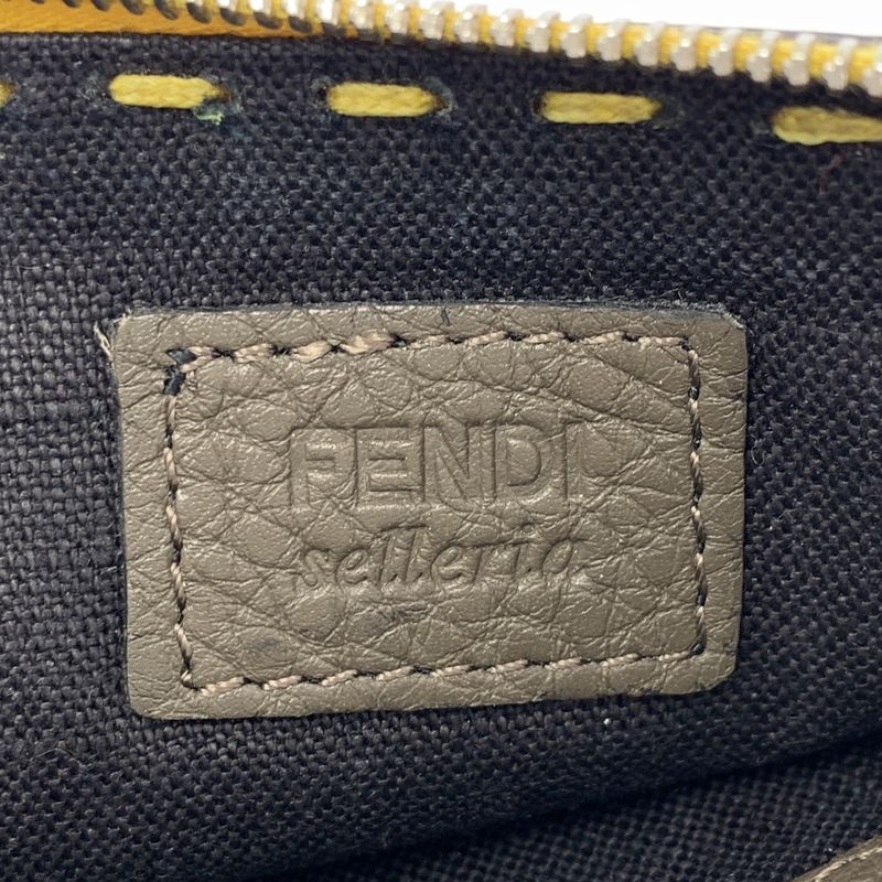 Fendi Leather Card Case Coin Yellow Black