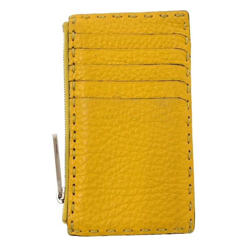 Fendi Leather Card Case Coin Yellow Black