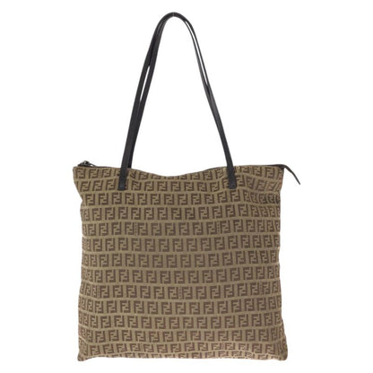 Fendi Zucca Brown Gunmetal Canvas Leather Tote Shoulder Bag