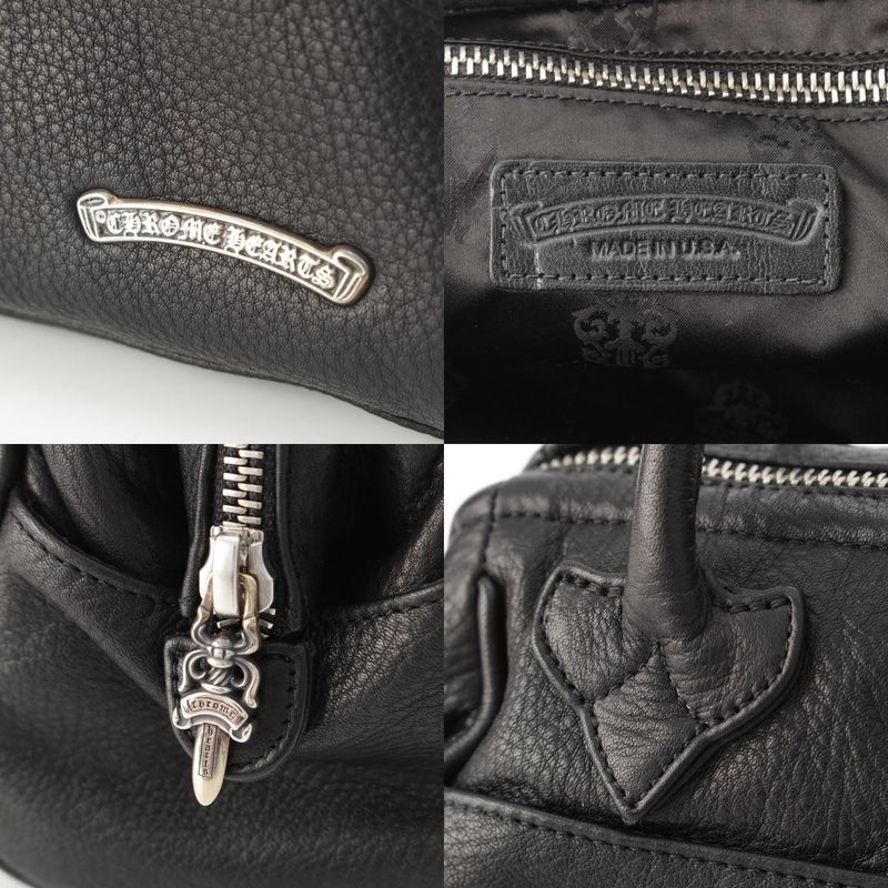 Chrome Hearts Mochita Leather Silver Daga Handbag Black