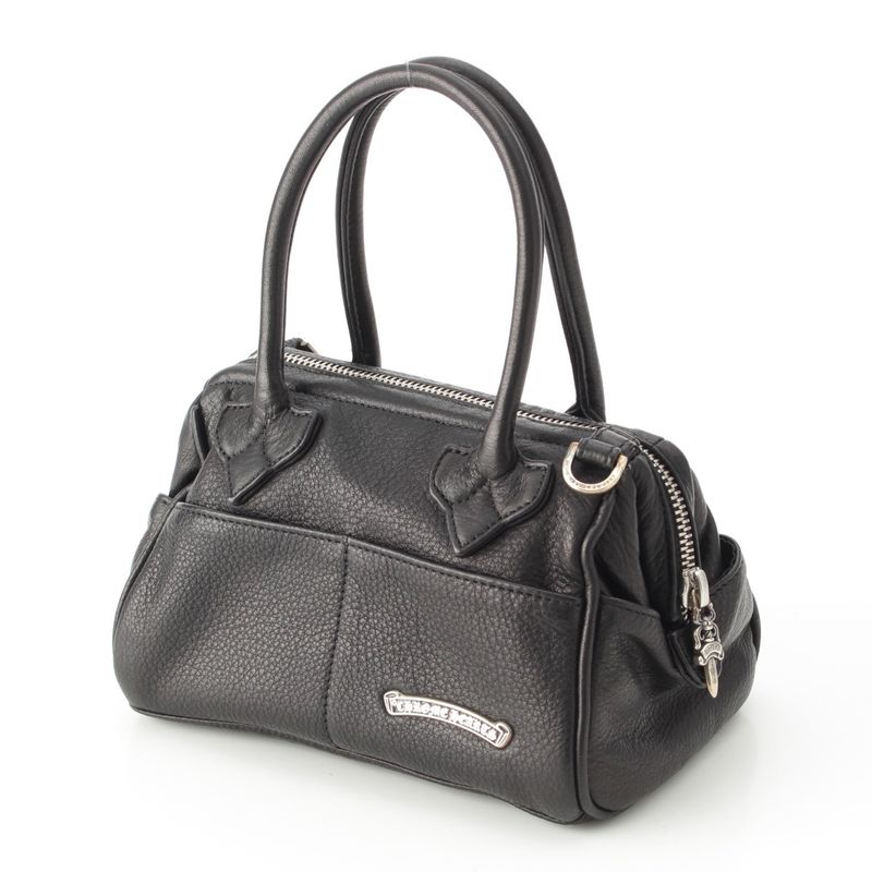 Chrome Hearts Mochita Leather Silver Daga Handbag Black