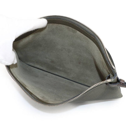 Hermes Cabas Vertiges 30 Clutch Togo Verde Gris Ebene