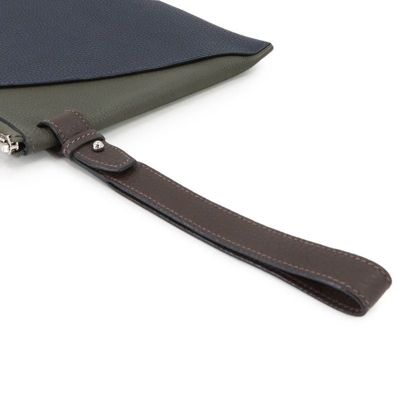 Hermes Cabas Vertiges 30 Clutch Togo Verde Gris Ebene