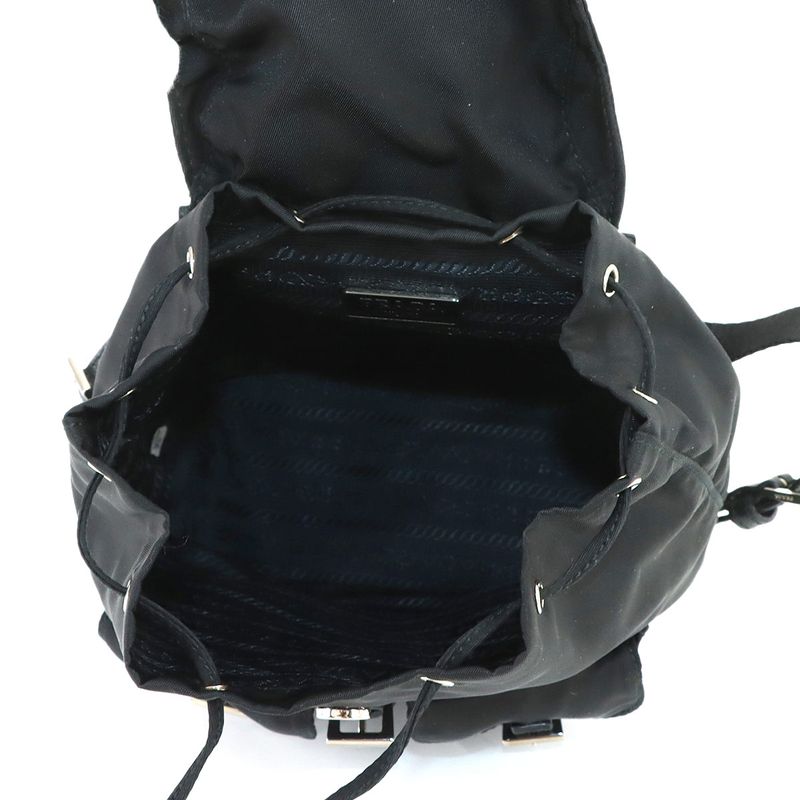 Prada Round Shoulder Pouch Nylon Black Silver