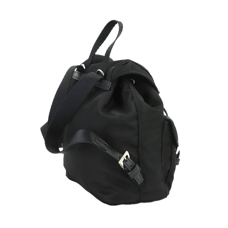 Prada Round Shoulder Pouch Nylon Black Silver