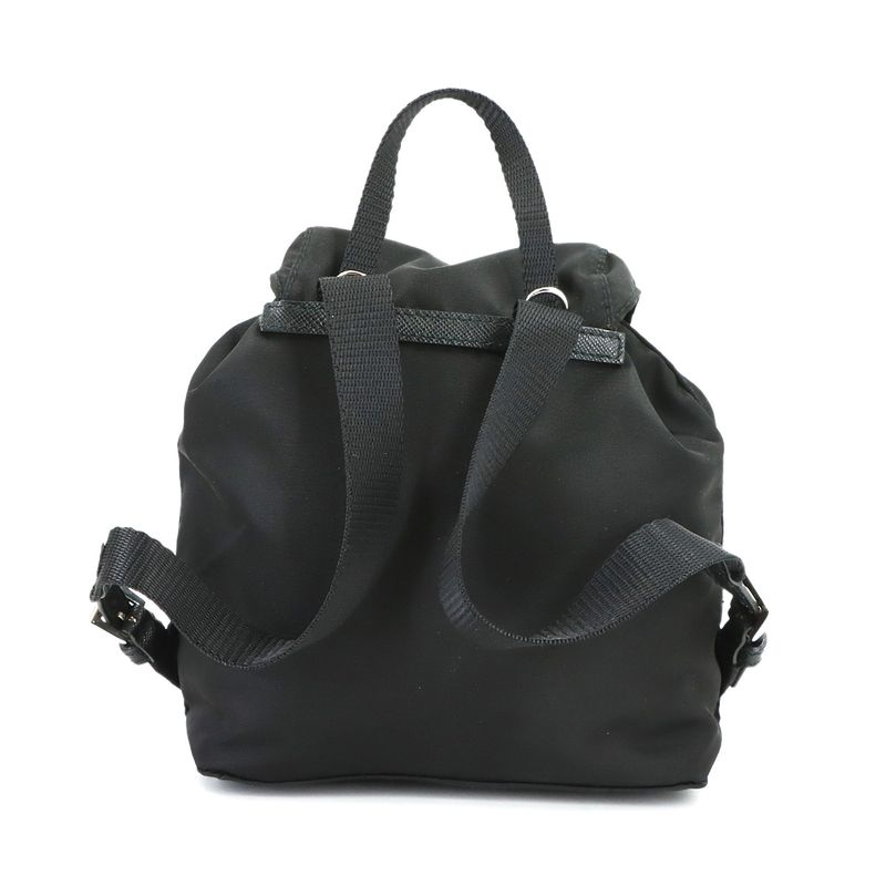 Prada Round Shoulder Pouch Nylon Black Silver
