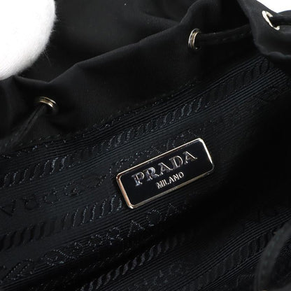 Prada Round Shoulder Pouch Nylon Black Silver