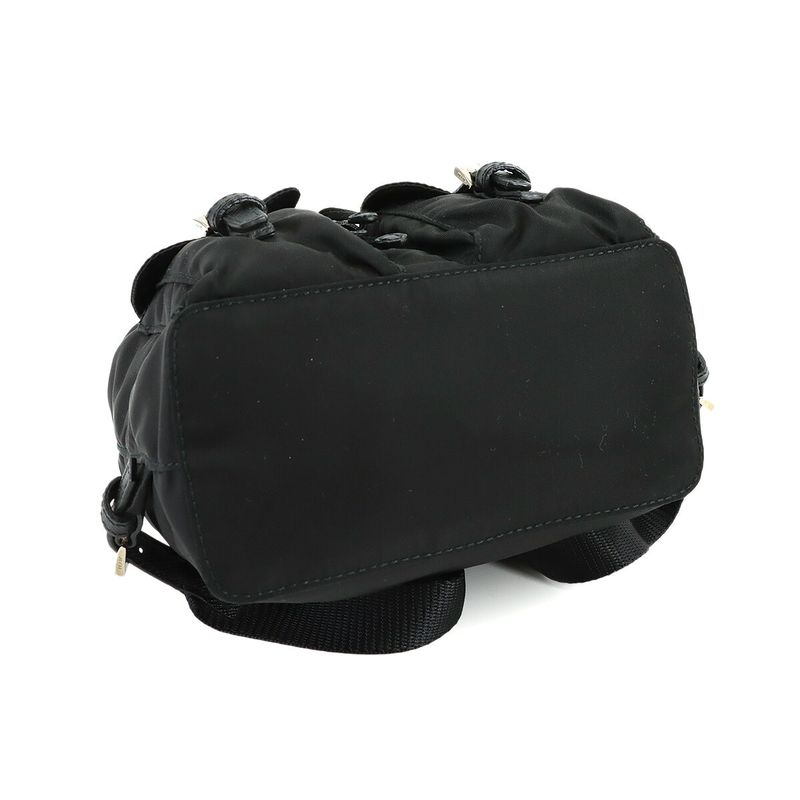 Prada Round Shoulder Pouch Nylon Black Silver