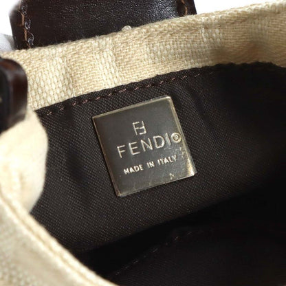 Fendi Zucca Mini Croissant Pouch Canvas Leather Beige Brown