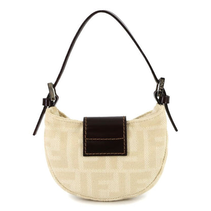 Fendi Zucca Mini Croissant Pouch Canvas Leather Beige Brown