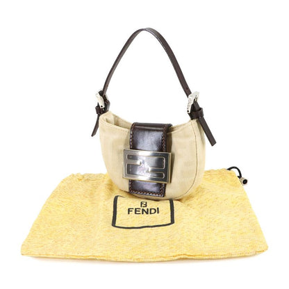 Fendi Zucca Mini Croissant Pouch Canvas Leather Beige Brown