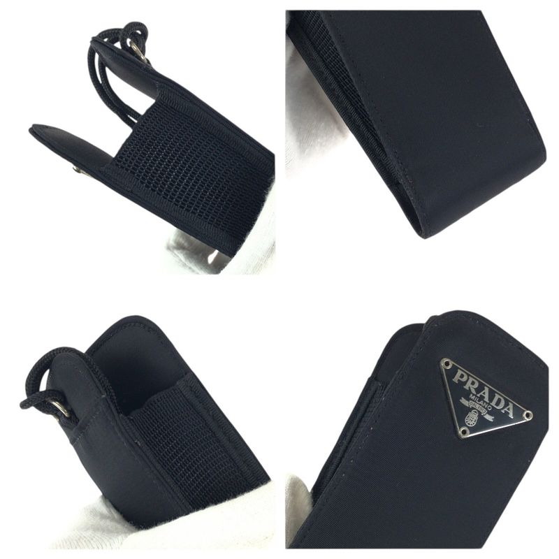 Prada Tessuto Black Silver Nylon Cigarette Case Shoulder Bag