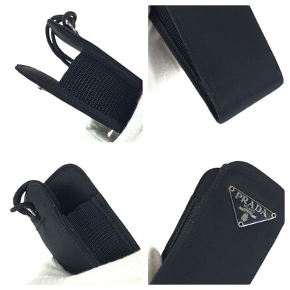 Prada Tessuto Black Silver Nylon Cigarette Case Shoulder Bag