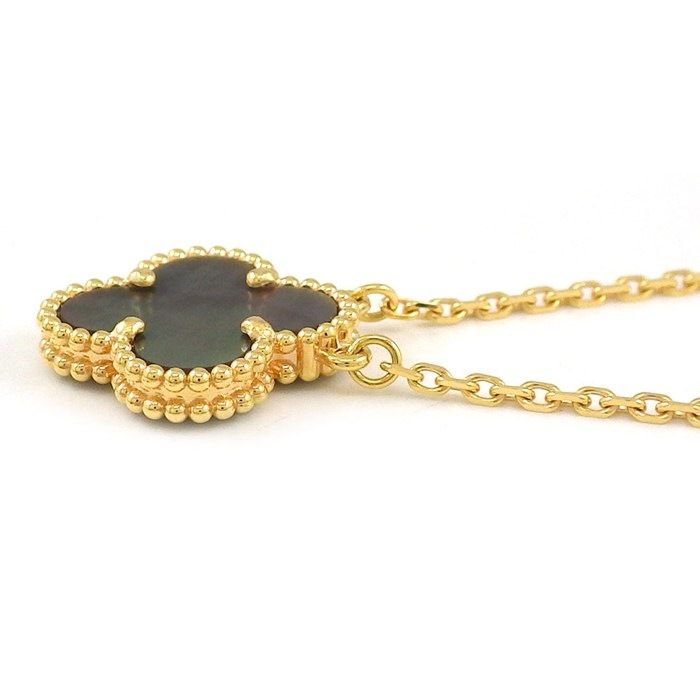 Van Cleef & Arpels Necklace Vintage Alhambra Gray Shell 18K Pink