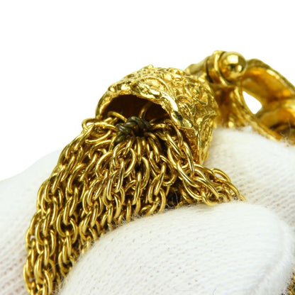 Chanel Necklace CC Logo Fringe Metal Gold Plated Long
