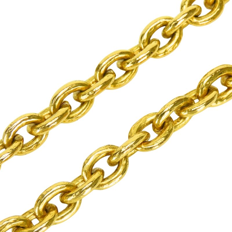 Chanel Necklace CC Logo Fringe Metal Gold Plated Long