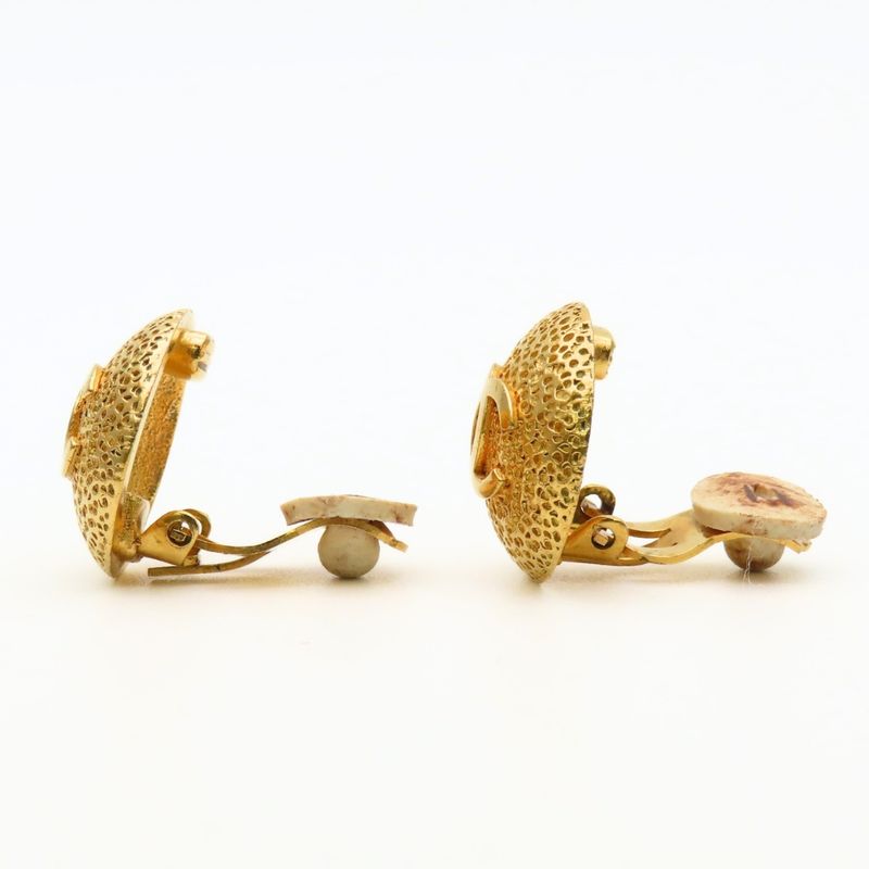 Chanel Earrings CC Logo Metal Gold Plated
