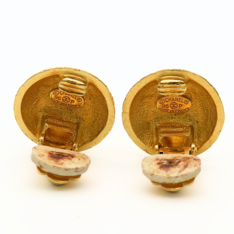 Chanel Earrings CC Logo Metal Gold Plated
