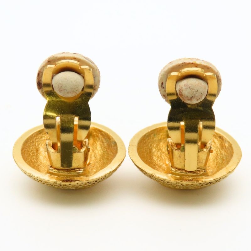 Chanel Earrings CC Logo Metal Gold Plated