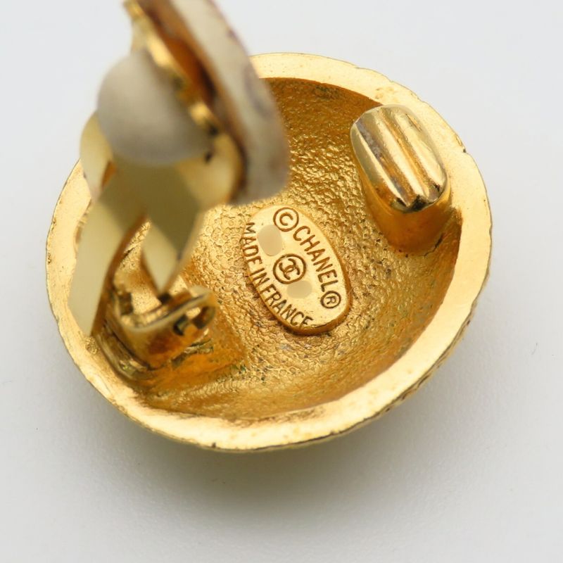 Chanel Earrings CC Logo Metal Gold Plated