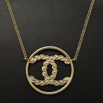 Chanel CC Logo Rhinestone Costume Necklace Pendant Alloy