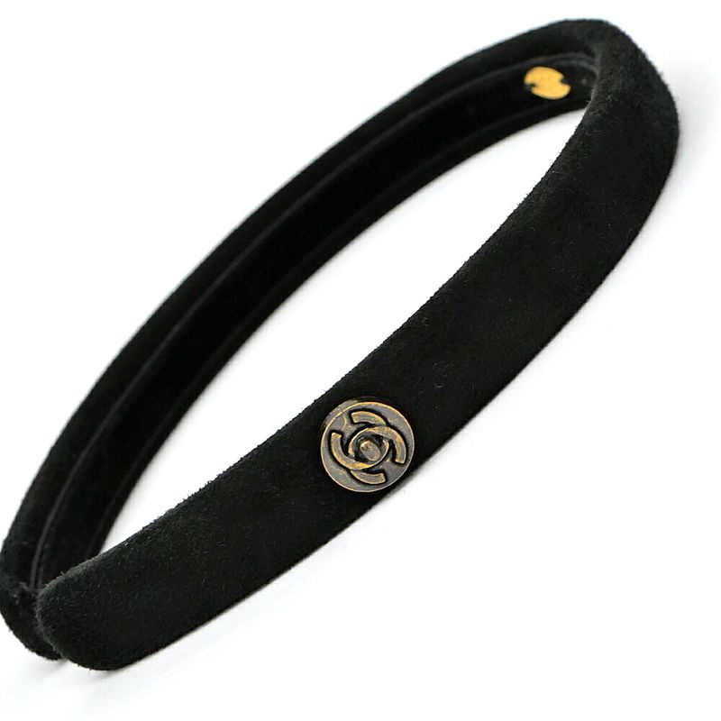 Chanel Headband CC Logo Velour Black BK Hair