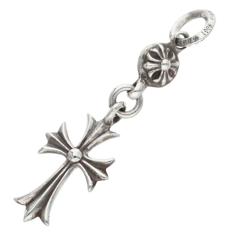 Chrome Hearts Tny CH Crs 1 Ball Tiny Cross Silver Necklace Top