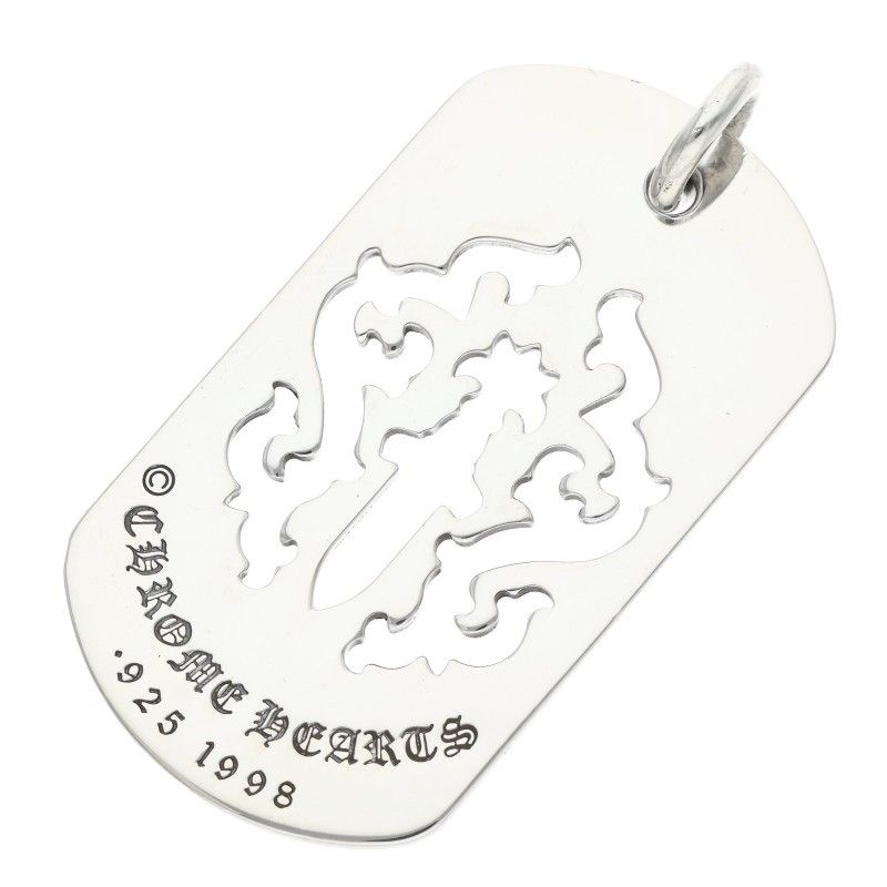 Chrome Hearts D Tag Lrg Dagger Cutout Dog Large Necklace Top