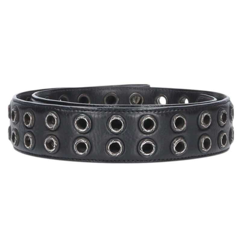 Chrome Hearts Strap Dbl Grommet Double Leather Black