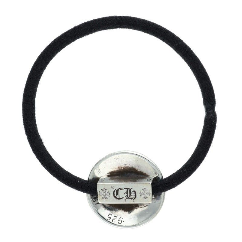 Chrome Hearts Hairband BS Fubutton Hair Tie Silver Concho Black
