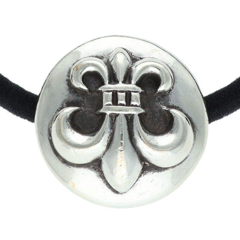 Chrome Hearts Hairband BS Fubutton Hair Tie Silver Concho Black