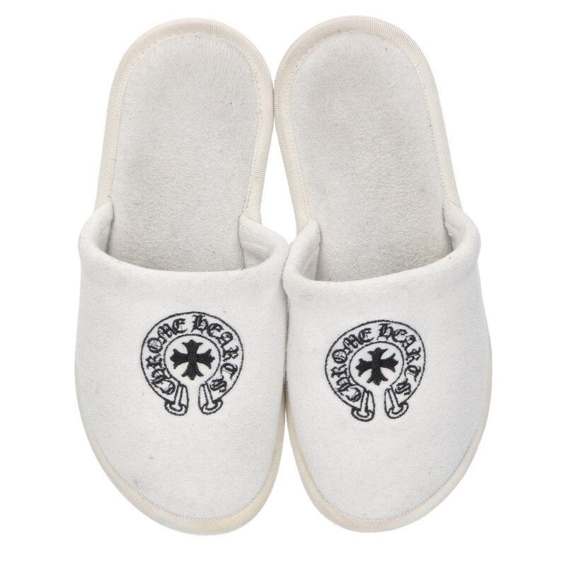 Chrome Hearts Horse Shoe Embroidery Hotel Sandals White Black