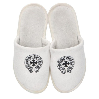 Chrome Hearts Horse Shoe Embroidery Hotel Sandals White Black