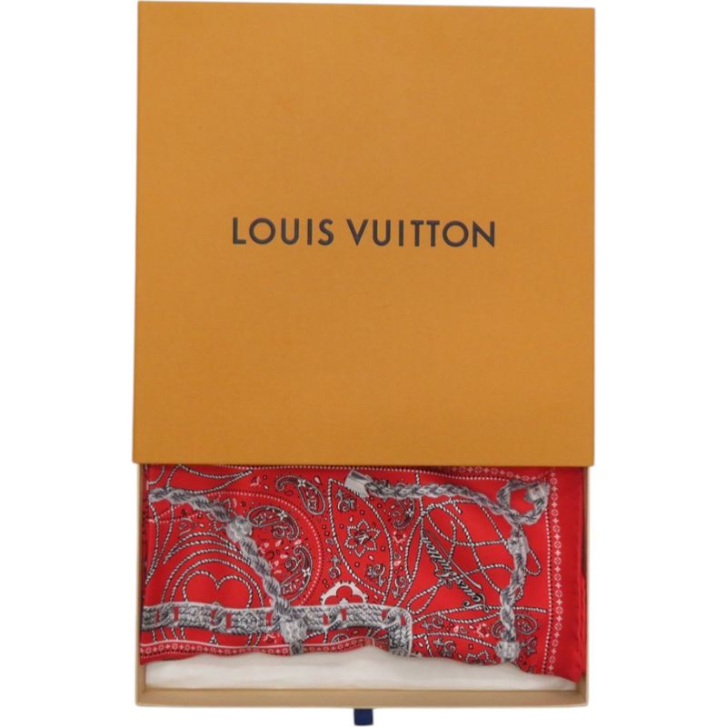 Louis Vuitton Carre 55 LV Rope Silk Red Scarf