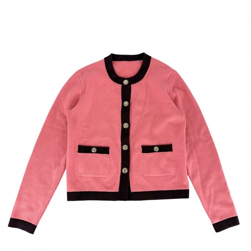 Chanel Set Top Jacket Skirt Coco Button Vintage Pink Burgundy