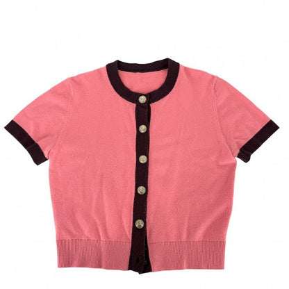 Chanel Set Top Jacket Skirt Coco Button Vintage Pink Burgundy