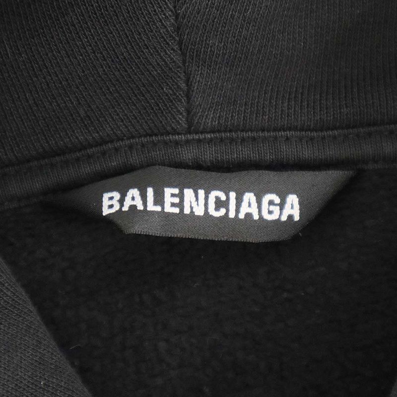Balenciaga I Love Medium Fit Hoodie Distressed Black