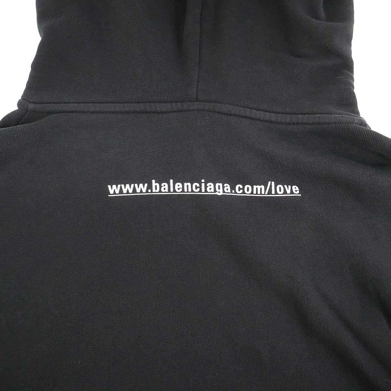 Balenciaga I Love Medium Fit Hoodie Distressed Black