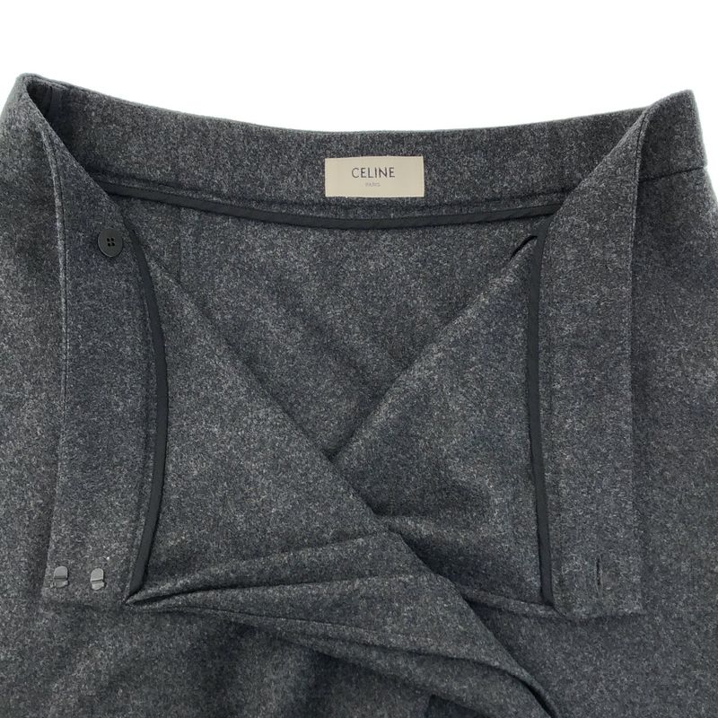 Celine Wool Wrap Skirt Gray 40