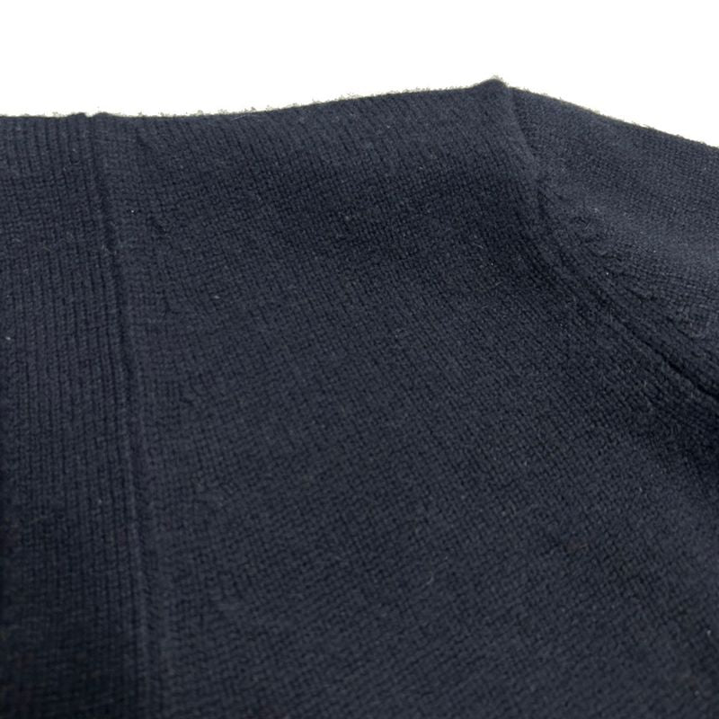 Celine by Phoebe Philo Fur Button Cashmere Knit Cardigan 2 Navy