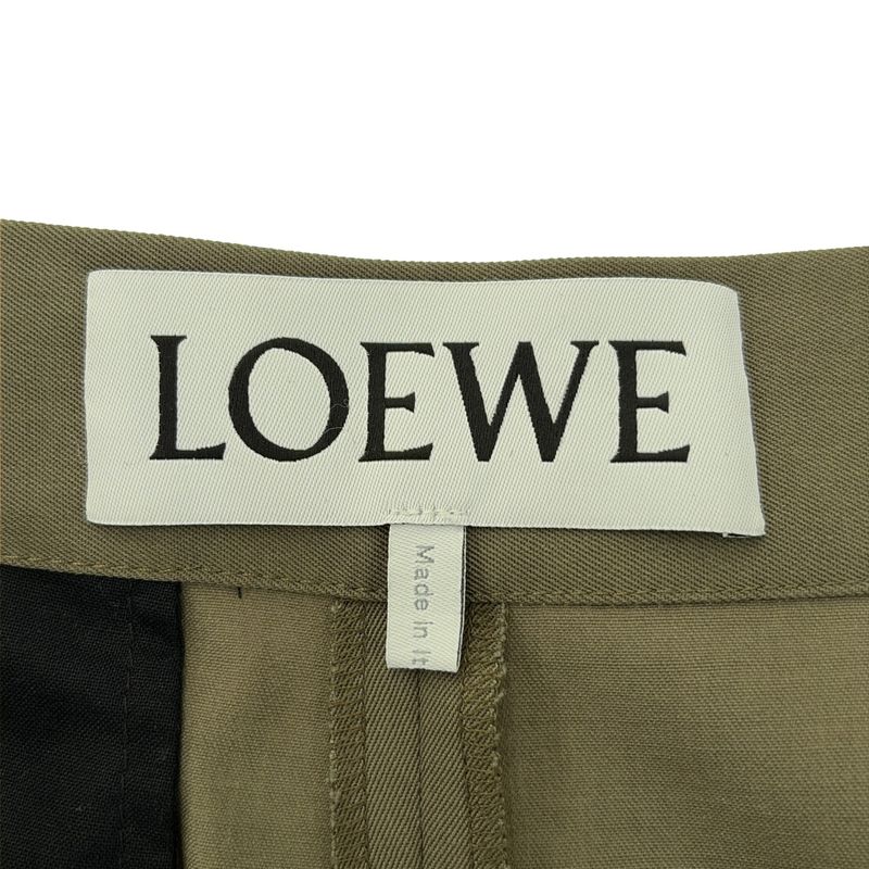 Loewe Skirt Silhouette Wide Wool Pants Olive 36