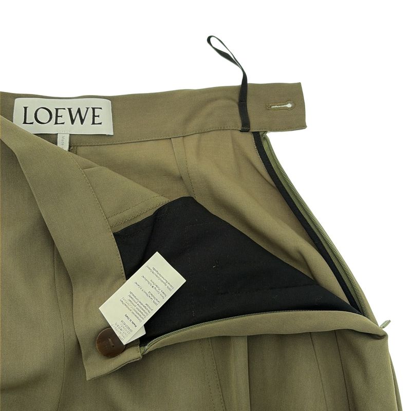 Loewe Skirt Silhouette Wide Wool Pants Olive 36