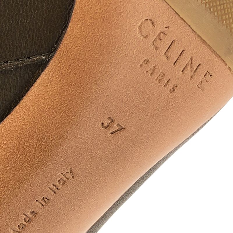 Celine by Phoebe Philo Chunky Heel Side Zip Leather Boots Khaki 37