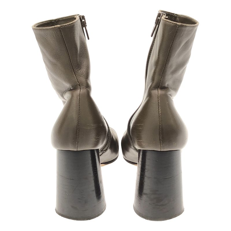 Celine by Phoebe Philo Chunky Heel Side Zip Leather Boots Khaki 37