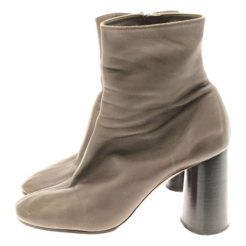 Celine by Phoebe Philo Chunky Heel Side Zip Leather Boots Khaki 37