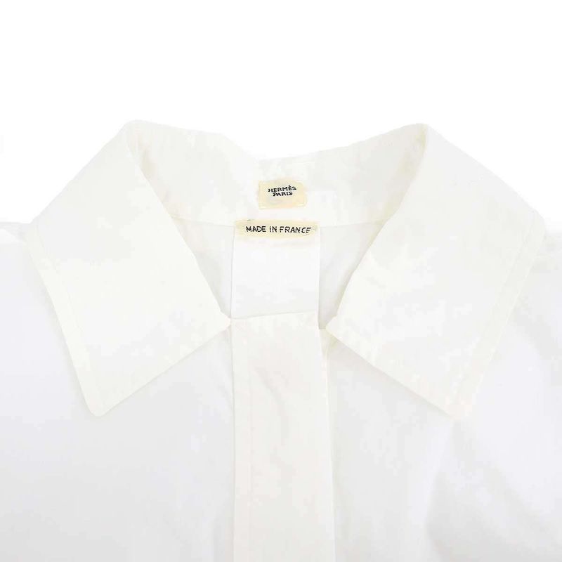 Hermes Short Sleeve Pullover Pocket Blouse Shirt White 38 Sweater