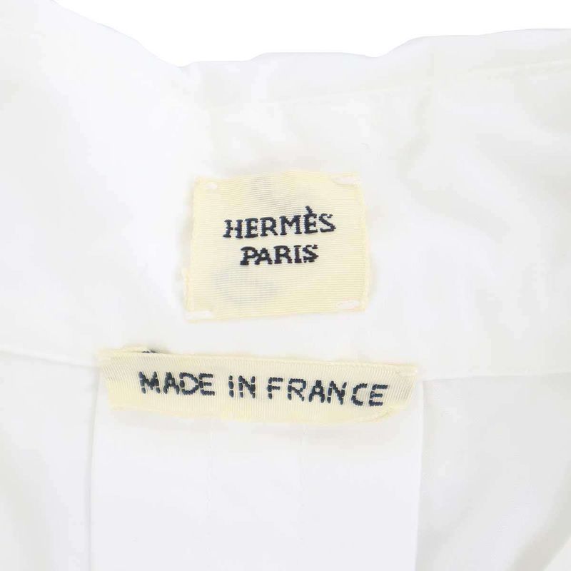 Hermes Short Sleeve Pullover Pocket Blouse Shirt White 38 Sweater