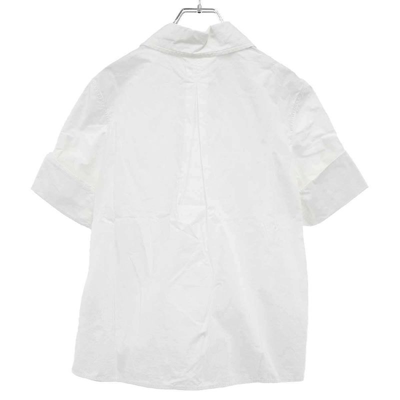 Hermes Short Sleeve Pullover Pocket Blouse Shirt White 38 Sweater