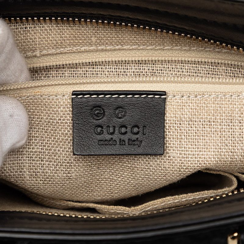 Gucci Micro Guccissima 2-Way Shoulder Bag Black Leather